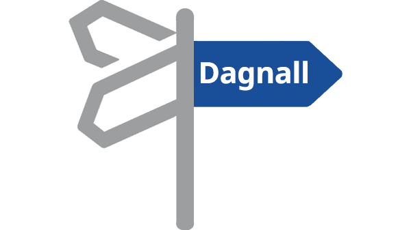 Afbeelding wegwijzer in grijs met bord Dagnall in verkeersblauw in kleur op transparante achtergrond - 600 * 337 pixels